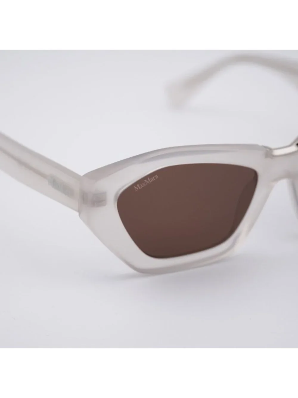 Max Mara MM0169 25E Kate Sunglasses Ivory Cat Eye Frame, Brown Lenses